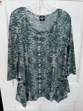 Cal Style Teal Tweed Tunic sweater size Small